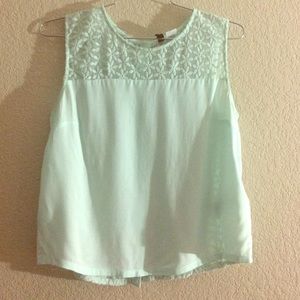 H&M Mint Floral Lace Sleeveless Top